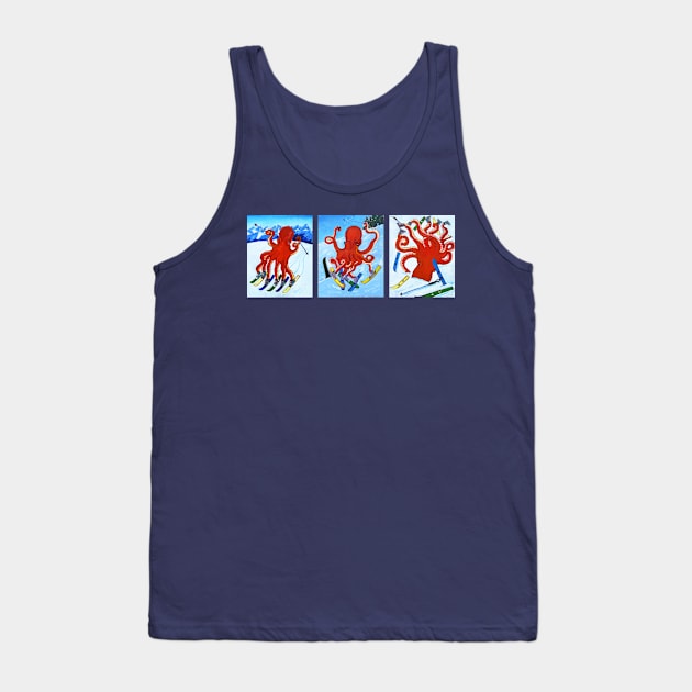 Skiing Octopus Tank Top by realartisbetter